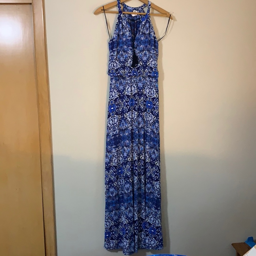 Artisan NY blue boho halter dress
